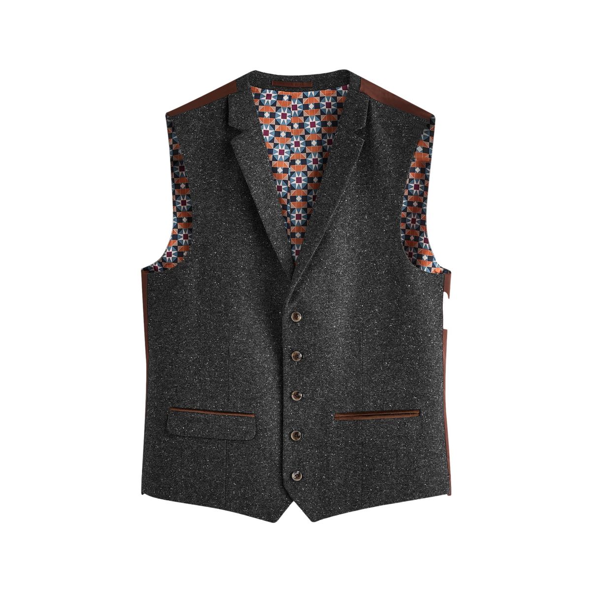 Gilet de costume standard en laine mélangée gris anthracite, NEXT