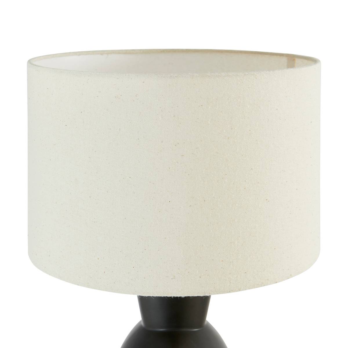 Lampe à poser en céramique noire abat-jour en coton YULIA noir, ATMOSPHERA