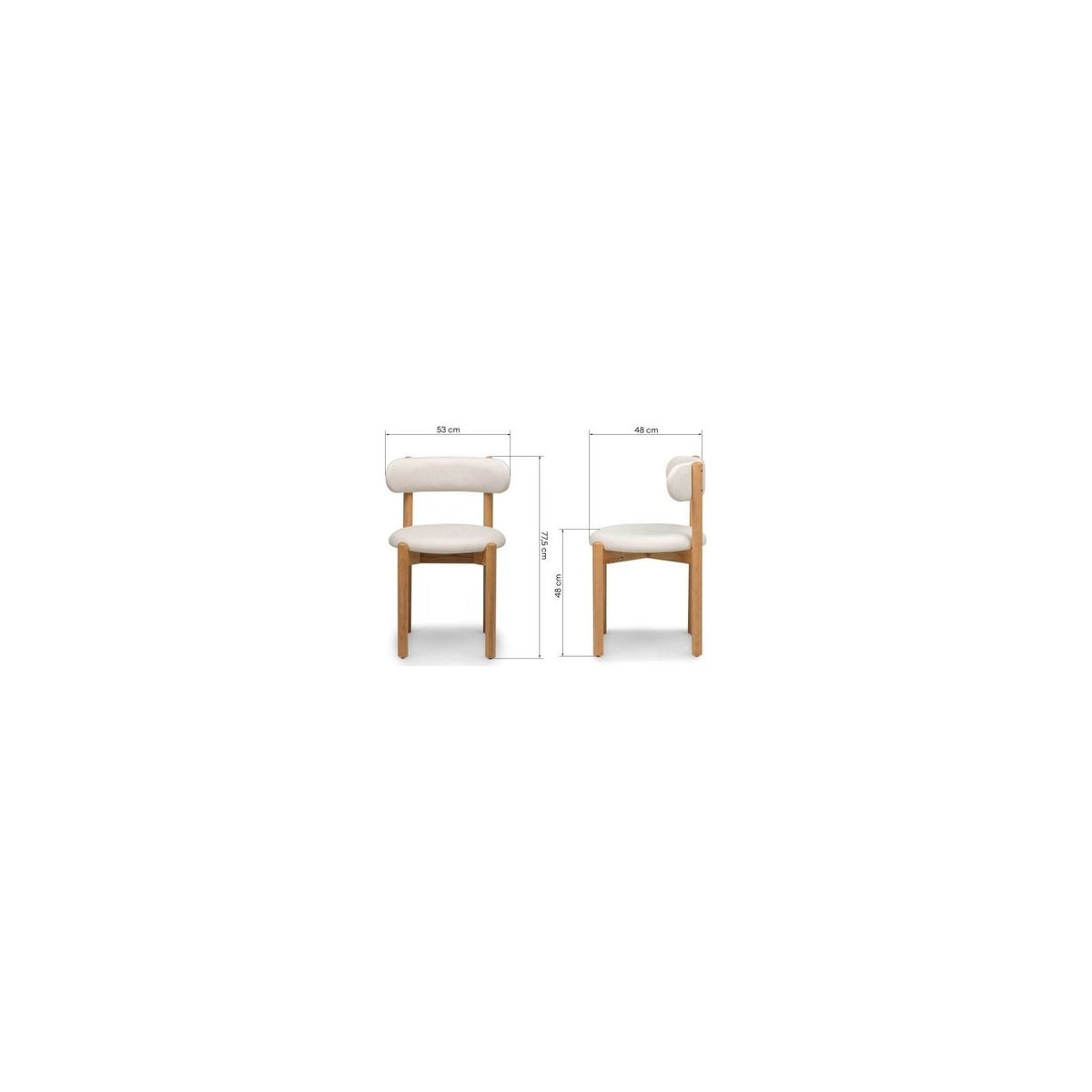 Chaise de salle à manger en bois YANG crème et bois naturel, RECOLLECTION