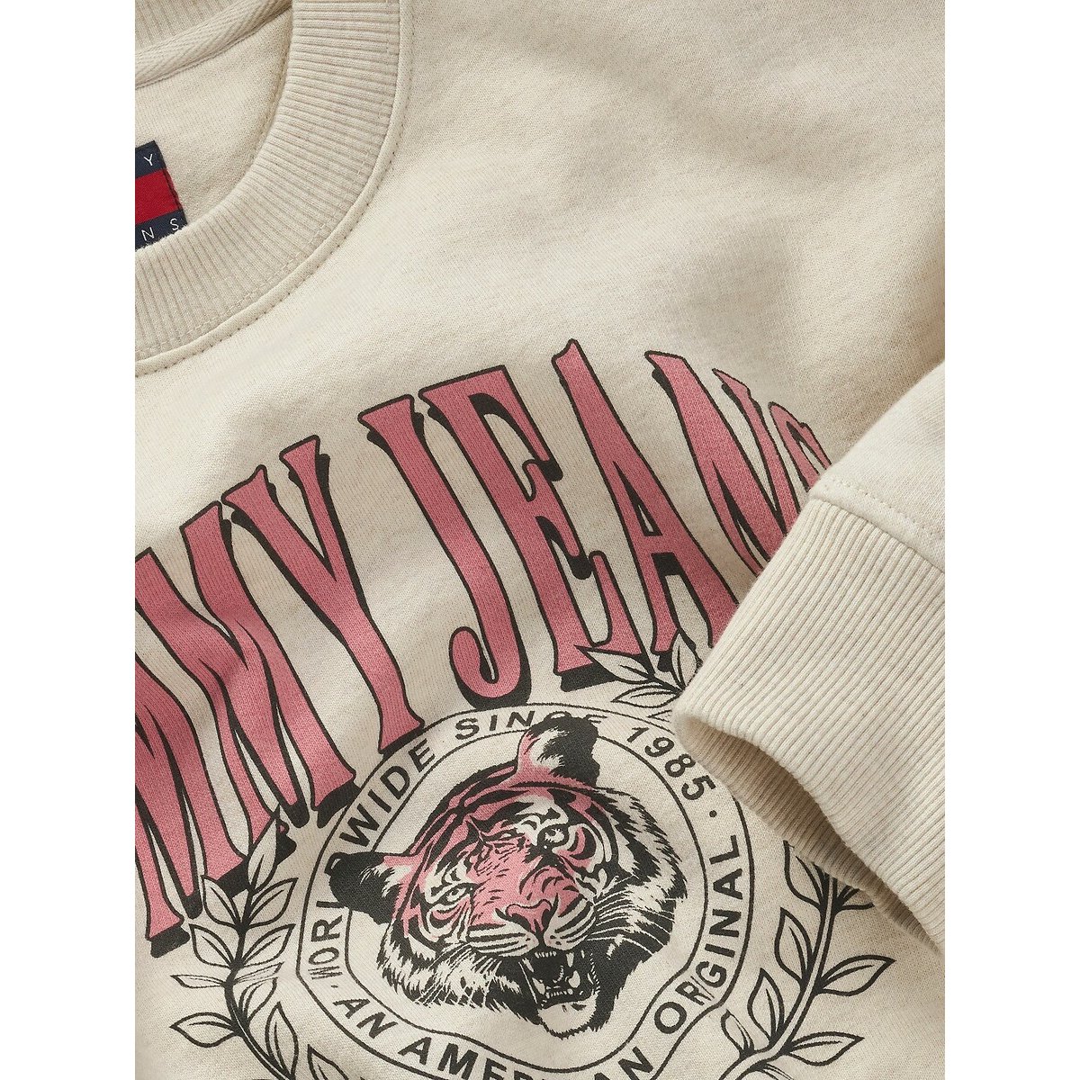 Felpa girocollo beige, TOMMY JEANS