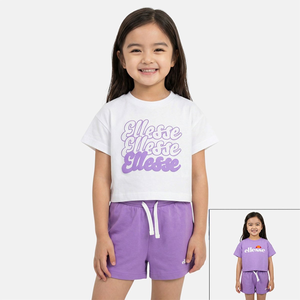 Lot de 2 t-shirts manches courtes et short GROOVY violet clair, ELLESSE