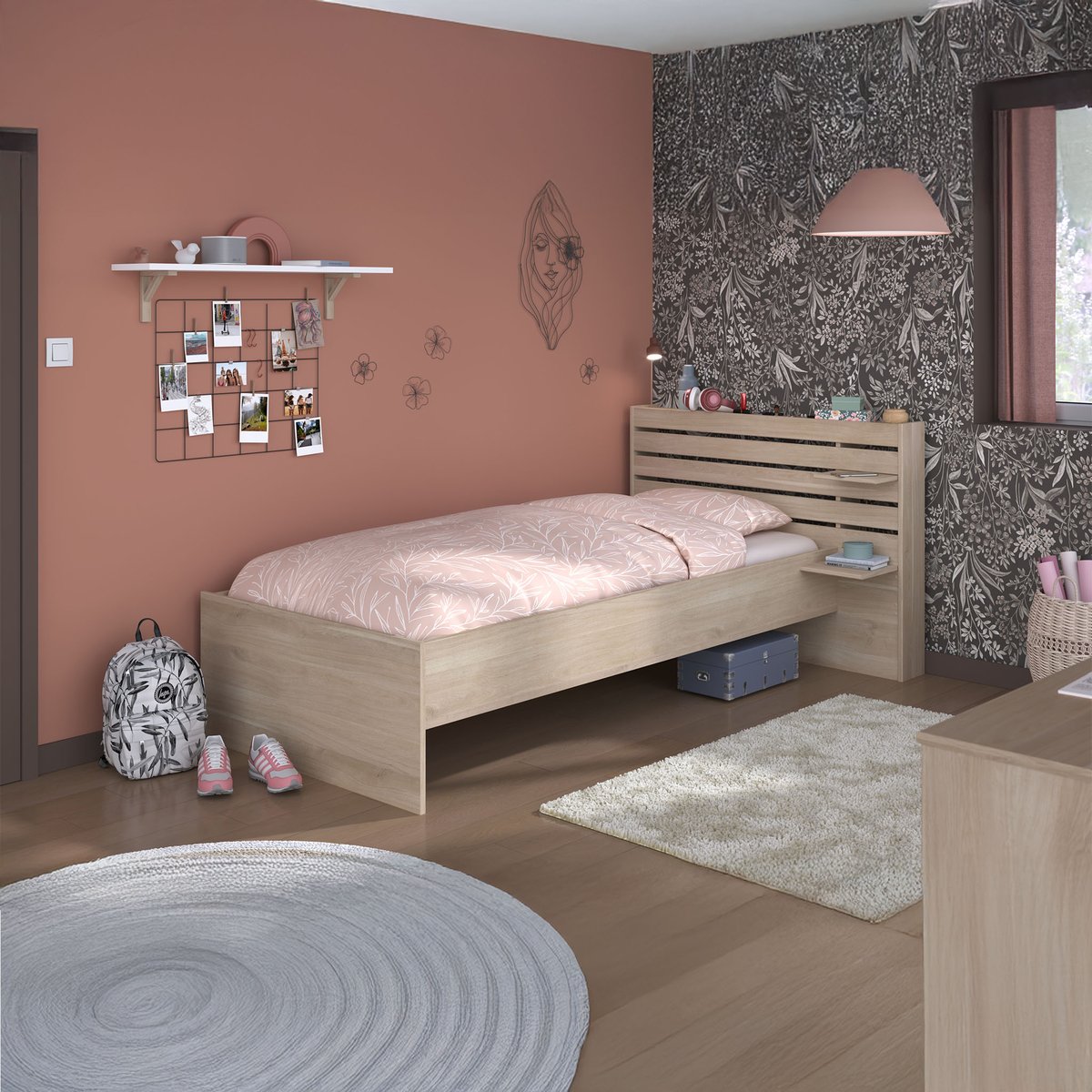 Lit enfant chevet inclus - CLEM bois naturel, TERRE DE NUIT