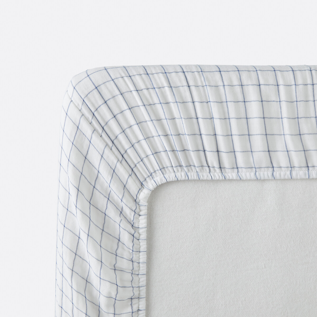Drap-housse en gaze de coton bonnet 30 cm, Cotto bleu/blanc, LA REDOUTE INTERIEURS