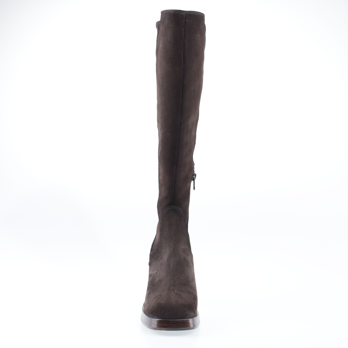 Bottes en cuir suédé, à talons, bout carré marron foncé, MJUS