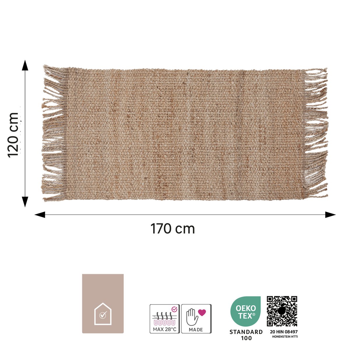 Tapis en jute tressé, SOHAN beige, INSPIRE