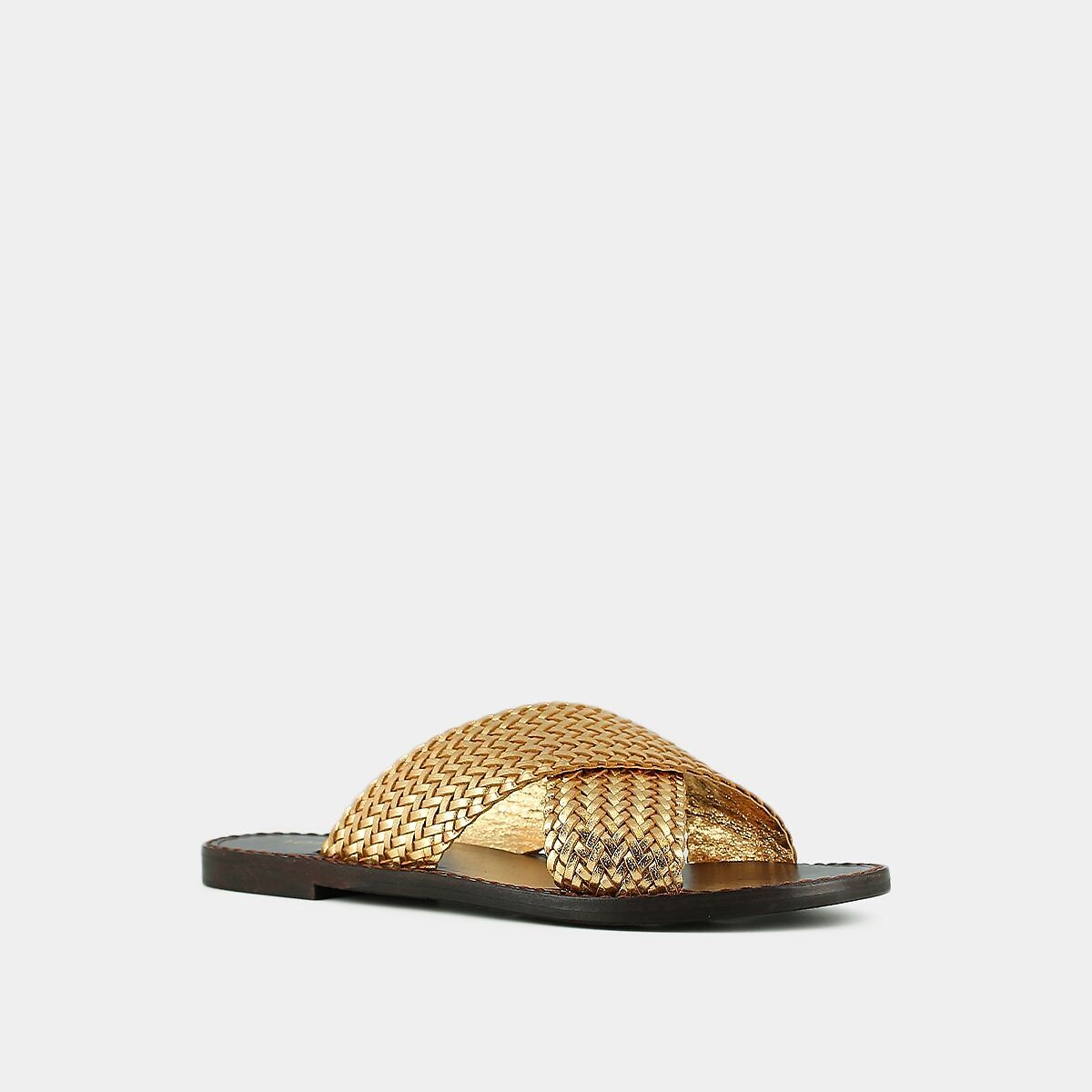 Witch Leather Flat Mules gold-coloured, JONAK
