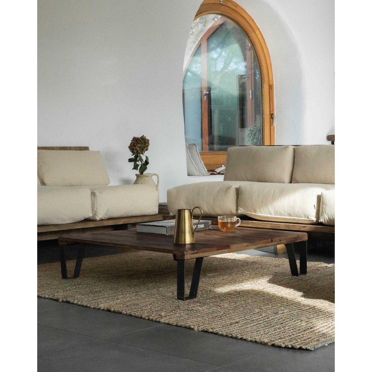 Table basse bois recyclé et métal naturel - KASSIA couleur unique, HANNUN