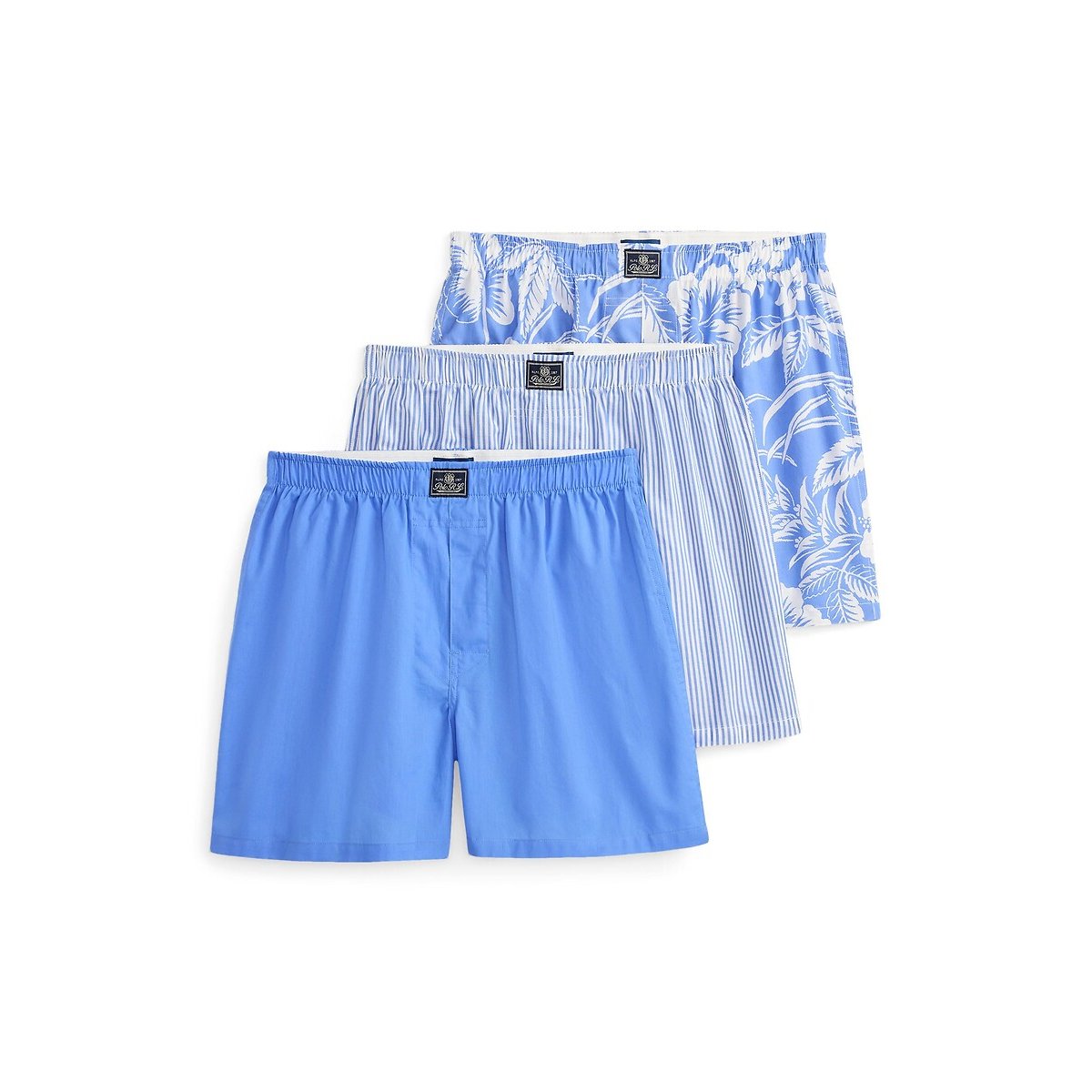 Confezione da 3 boxer in cotone blu + blu + blu, POLO RALPH LAUREN