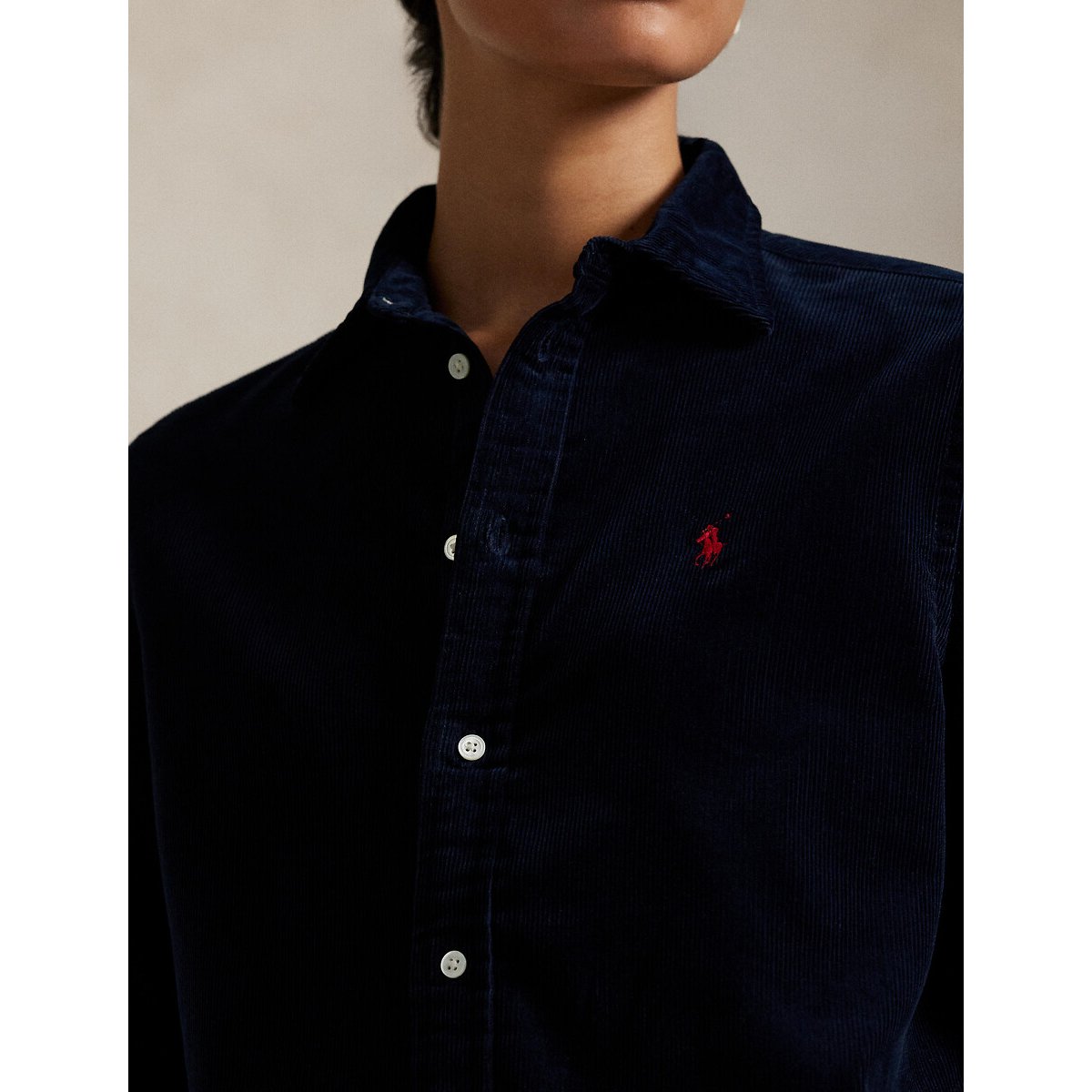 Corduroy long sleeve shirt navy, POLO RALPH LAUREN