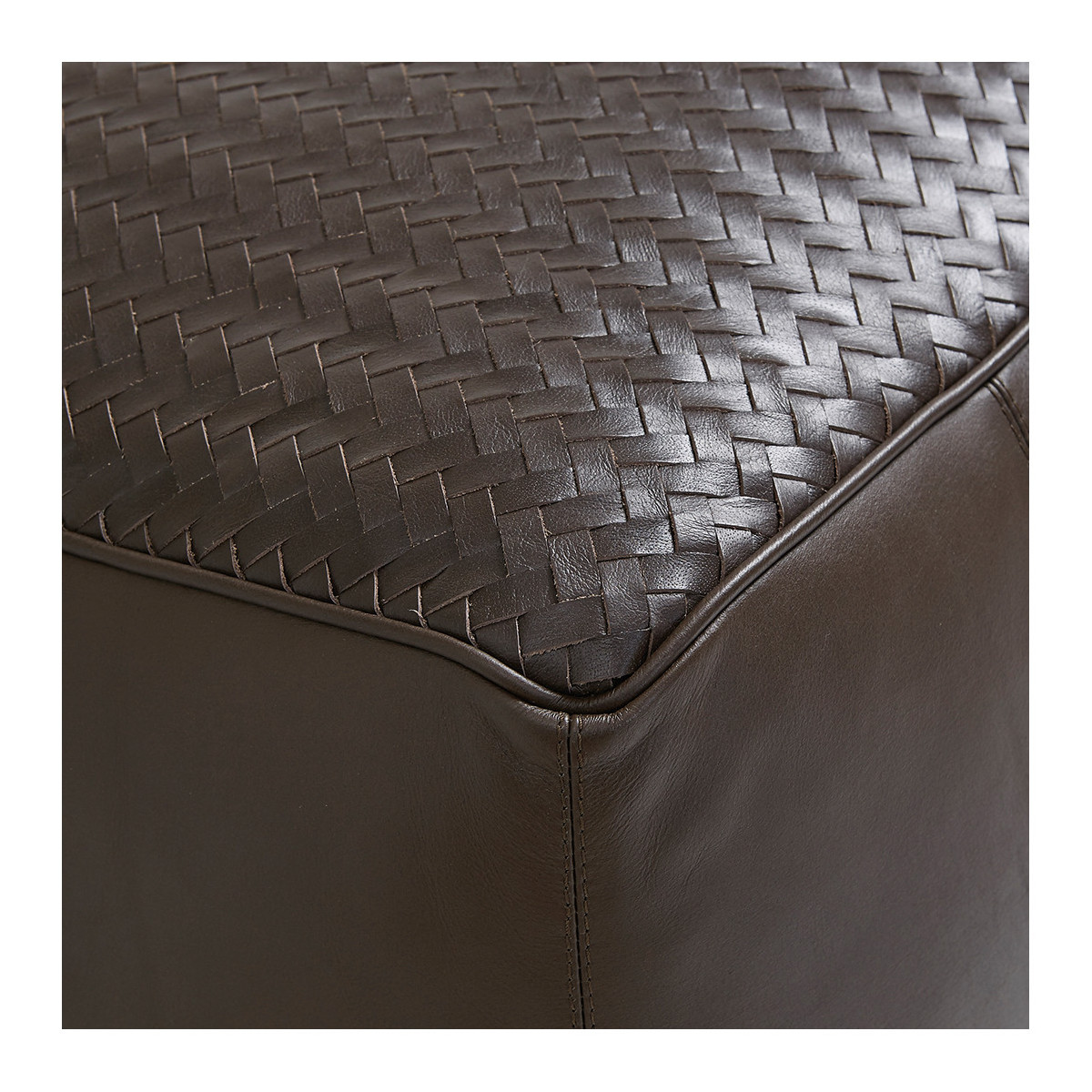 Pouf MAKENA brun marron, BLANC D’IVOIRE