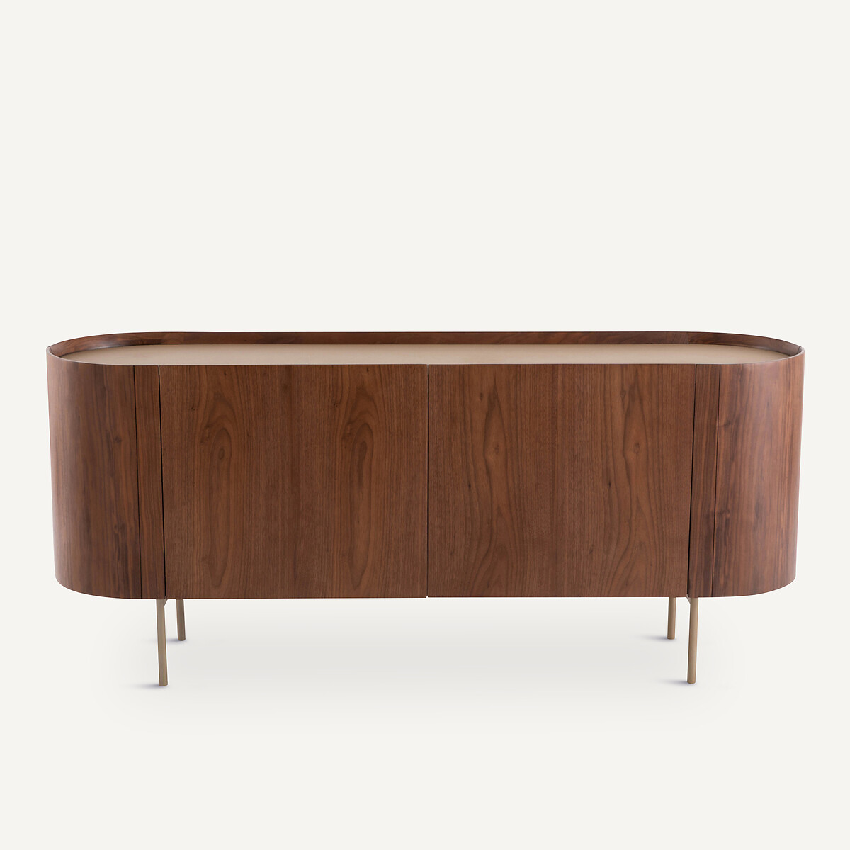 Buffet enfilade noyer, plaqué et cuir Aslen noyer, AM.PM