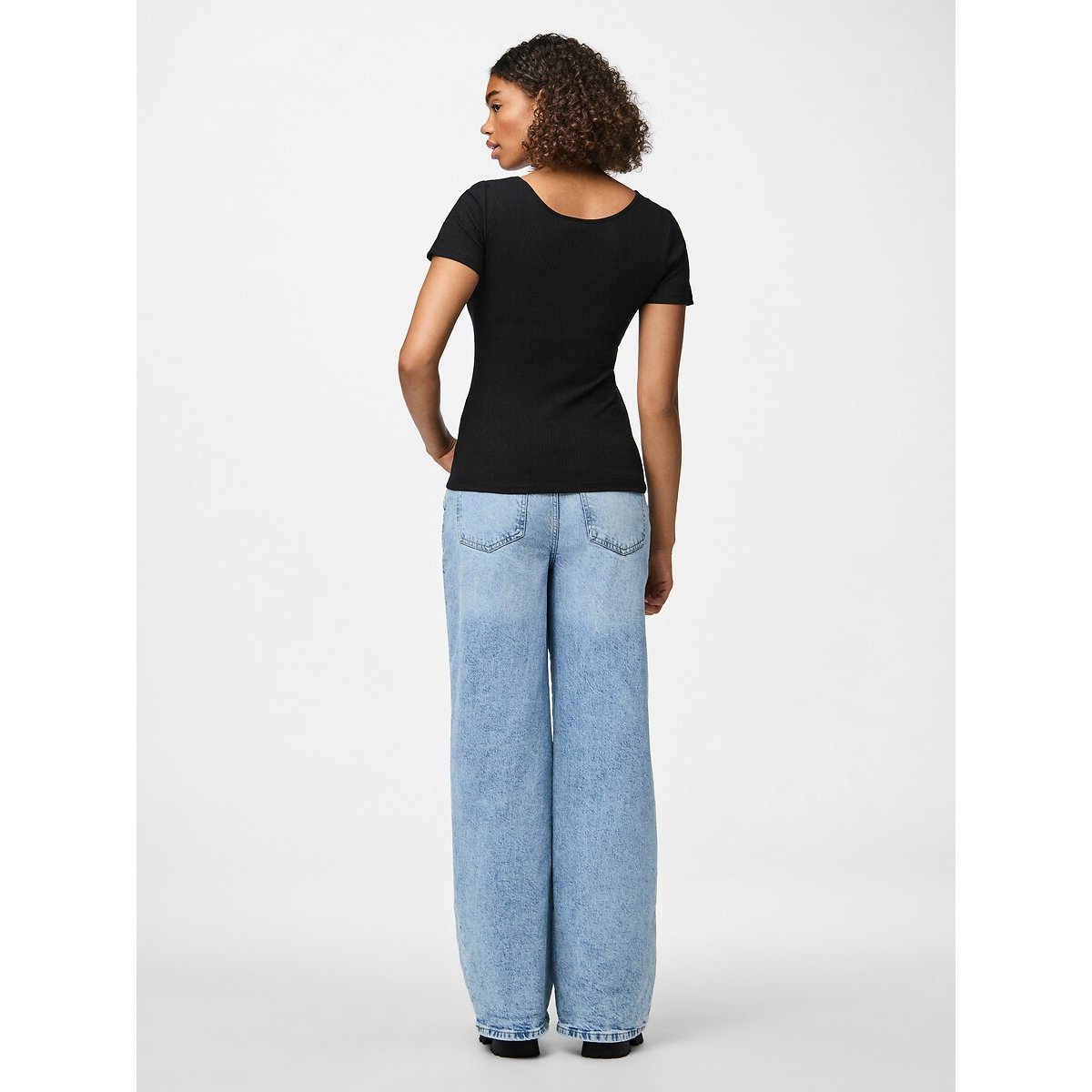 T-shirt con bottoni nero , PIECES