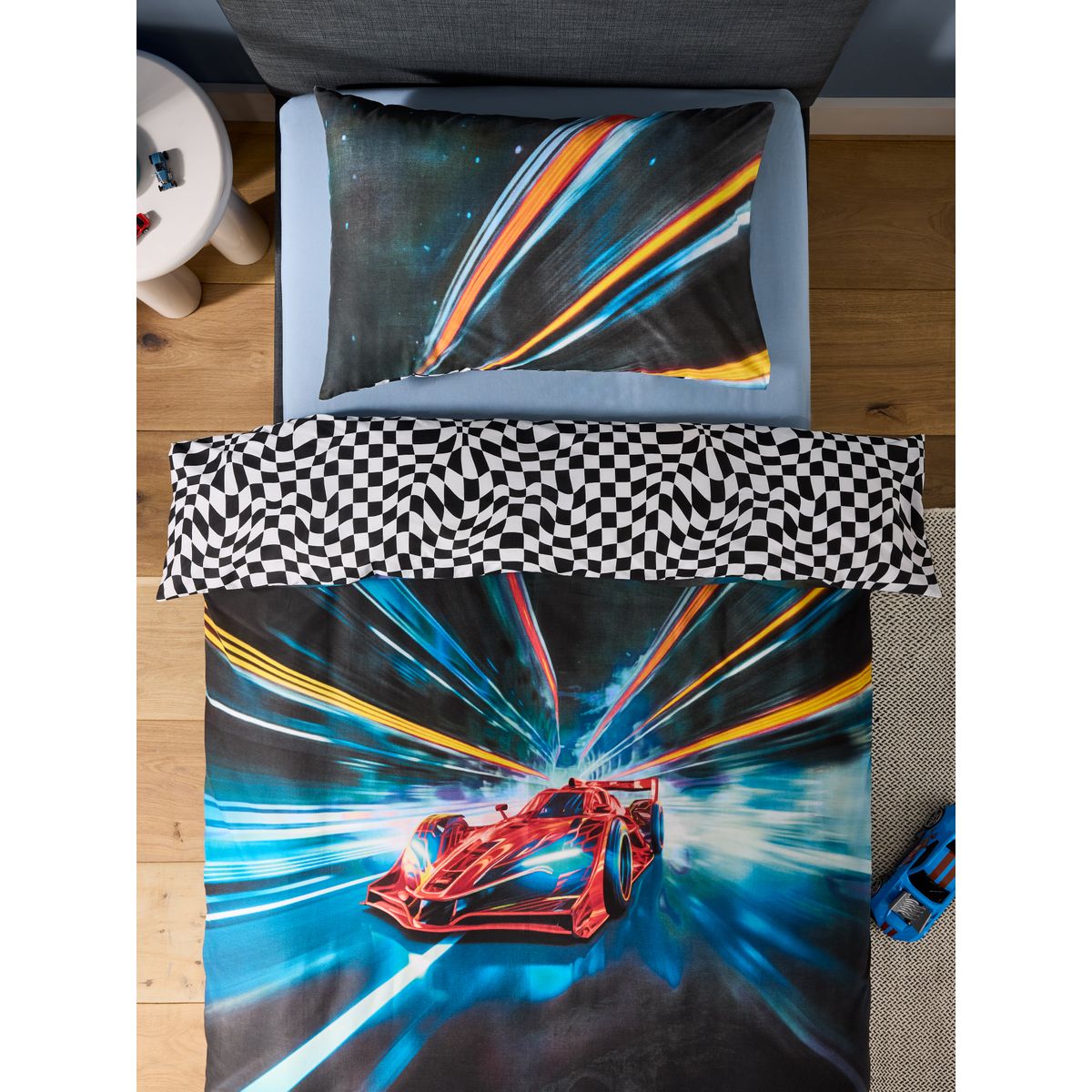 Parure housse de couette et taie d'oreiller voiture de course, NEXT