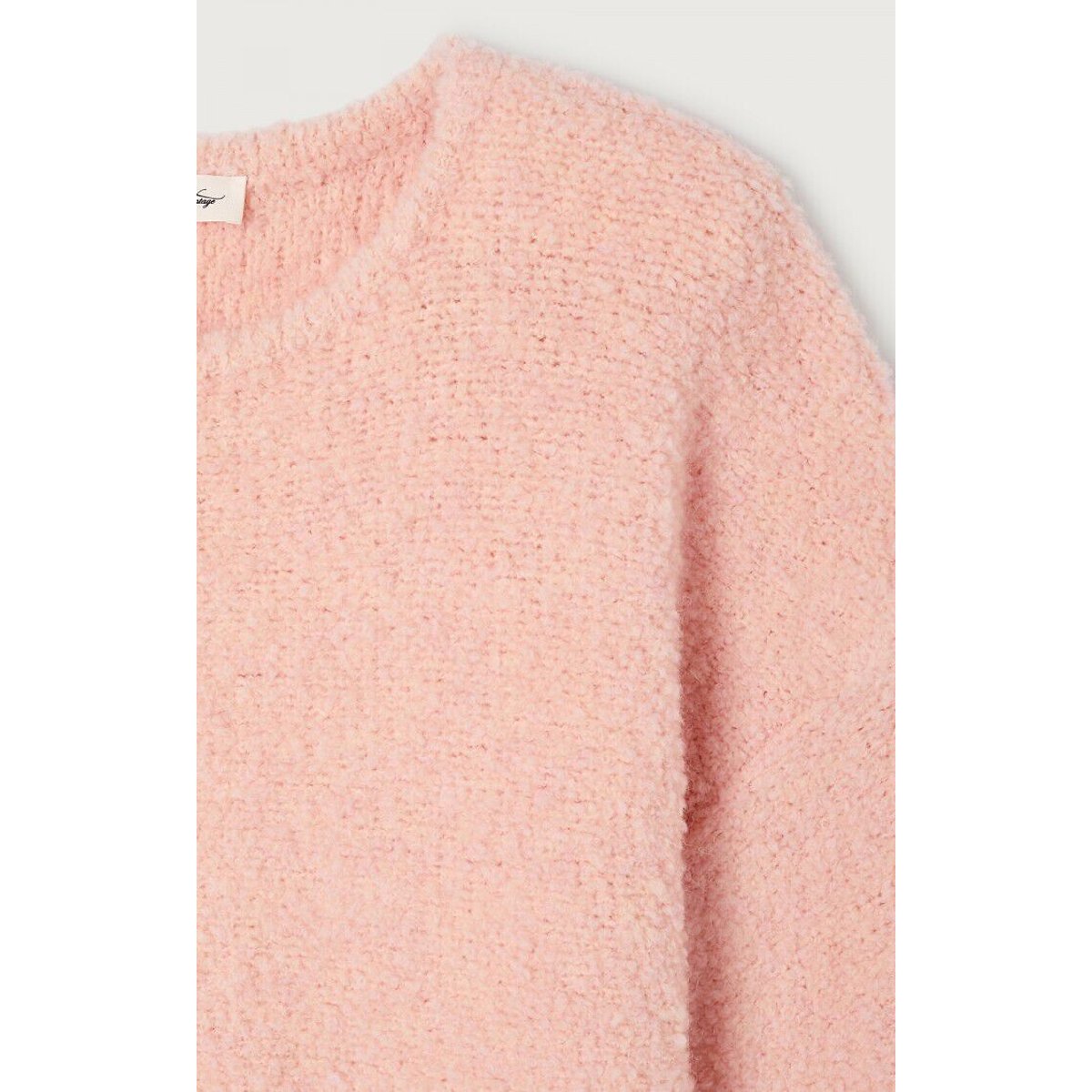Pull manches longues col rond, ZOLLY rose chiné, AMERICAN VINTAGE
