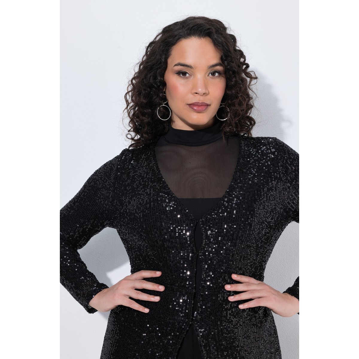 Veste longue à paillettes noir, ULLA POPKEN