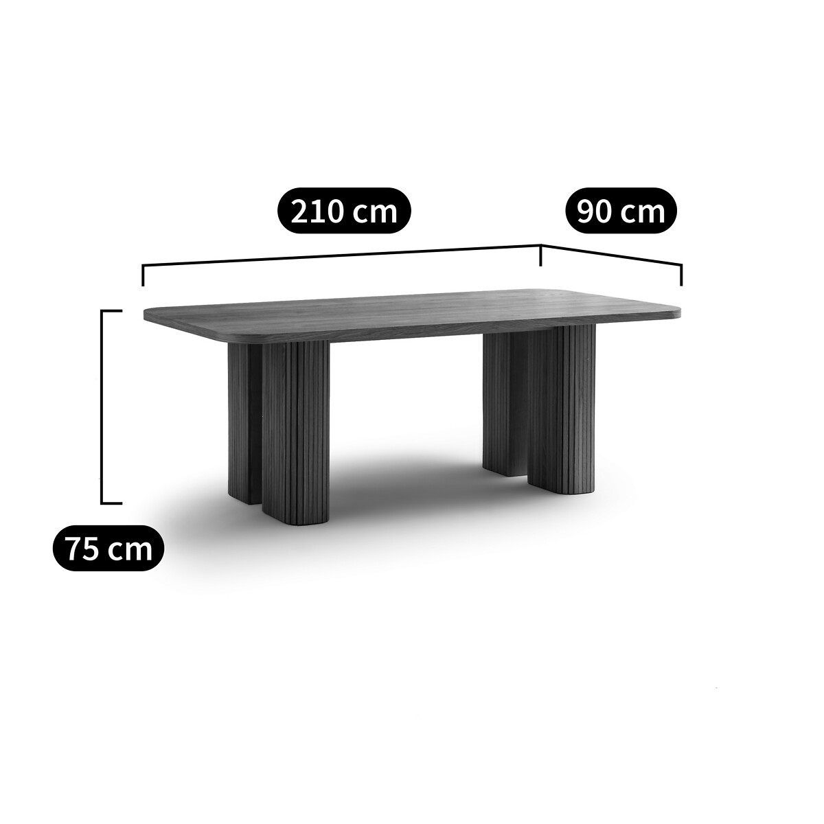 Table à manger rectangulaire, plaqué chêne et pin, 6 à 8 couverts, LATTI coloris chêne, LA REDOUTE INTERIEURS