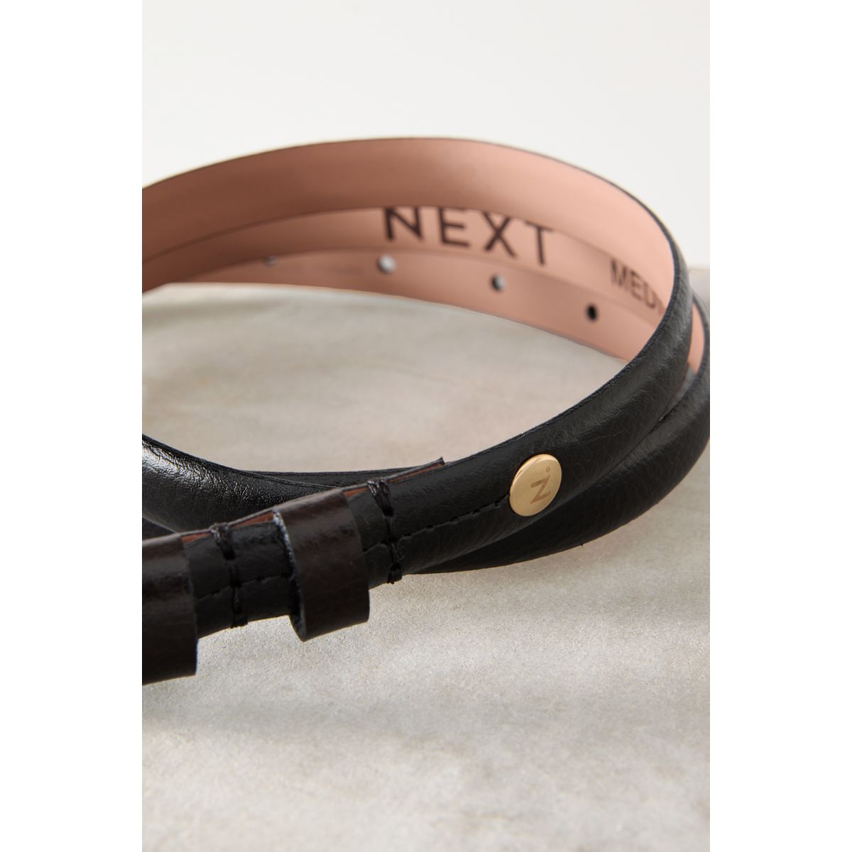Ceinture fine en cuir italie n. premium noir, NEXT