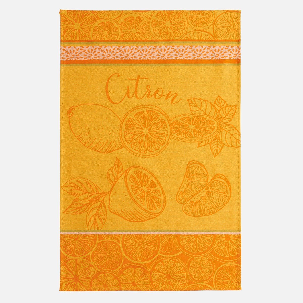 Torchon jacquard en coton CITRON jaune, COUCKE