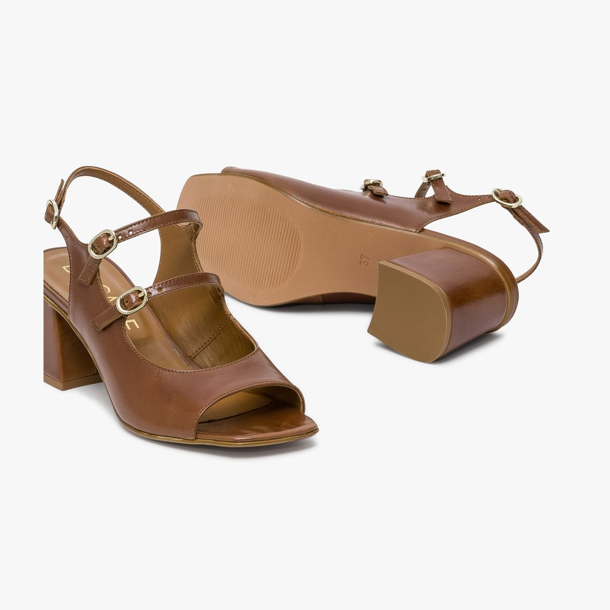 Sandale À Talon en cuir HADDA camel cognac, BOCAGE