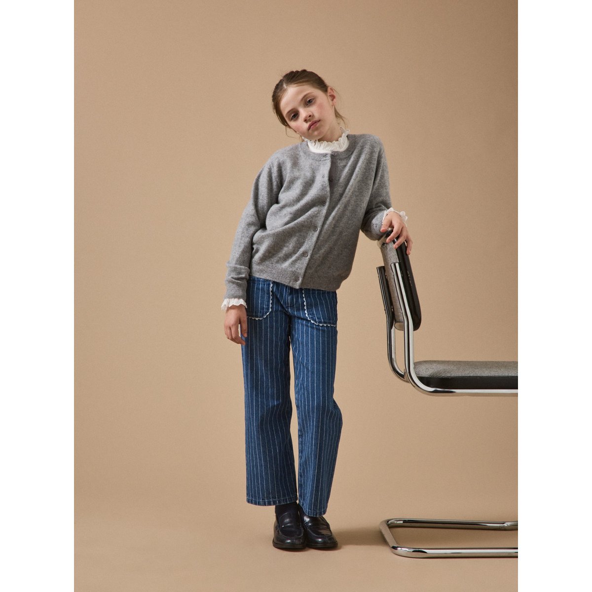 Pantalon droit rayé festonné rayure tennis, CYRILLUS