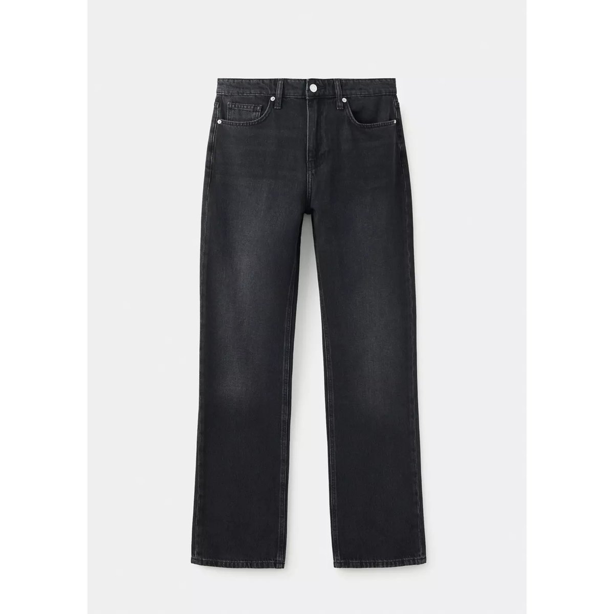 Jean Matilda droit taille haute black denim, MANGO