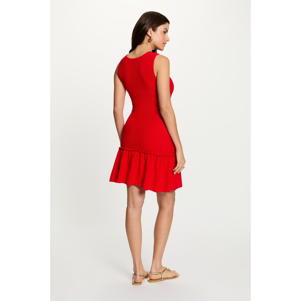Robe tricot cintrée rouge vif, MORGAN