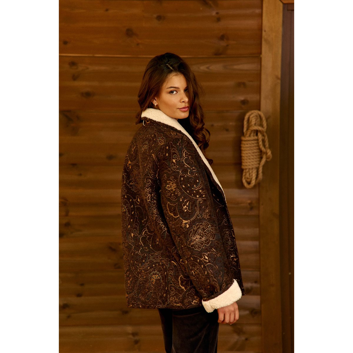 MANTEAU imprimé cachemire NOELIA 16-marron, LA PETITE ETOILE