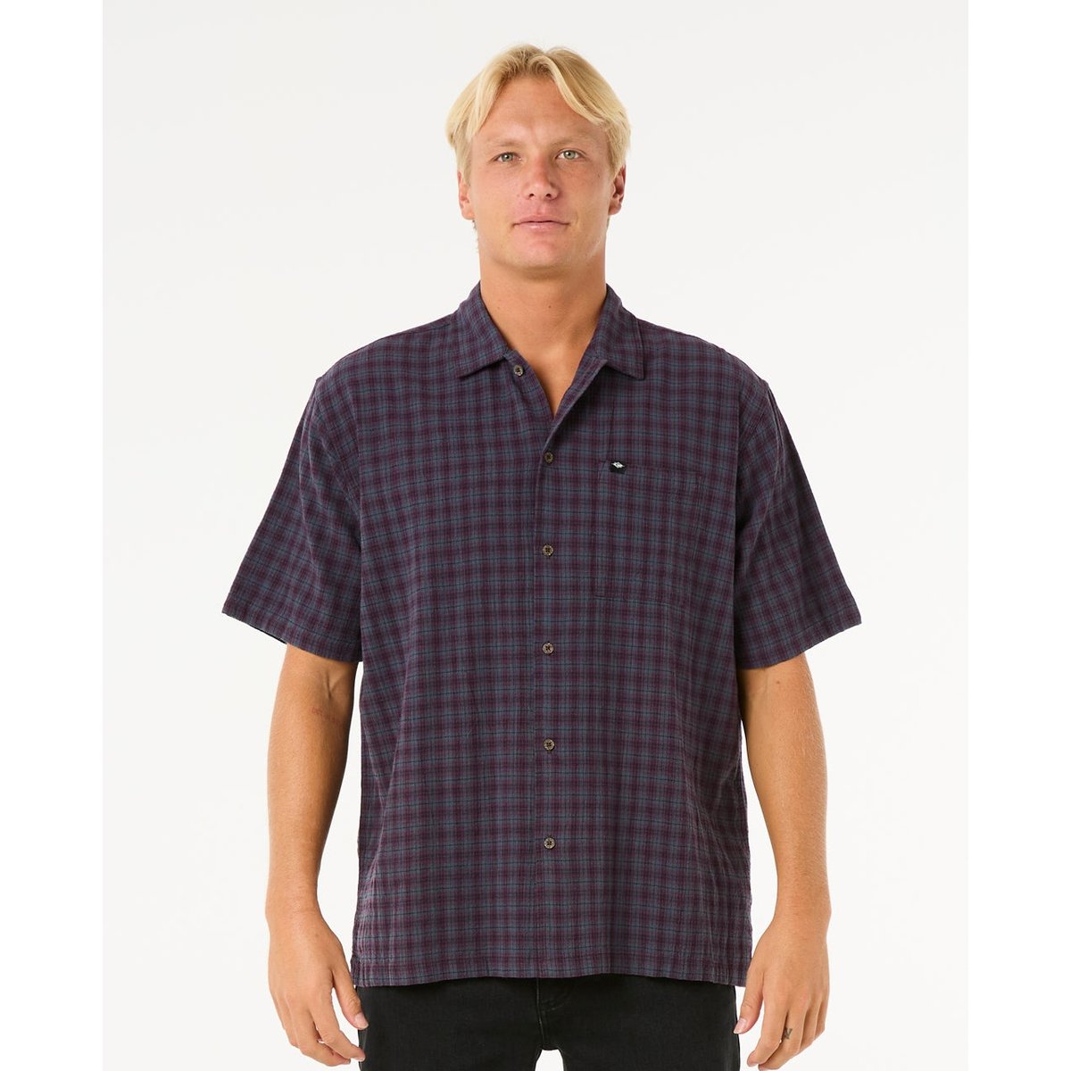 Chemise CLASSIC SURF CHECK S/S SHIRT pine night, RIP CURL