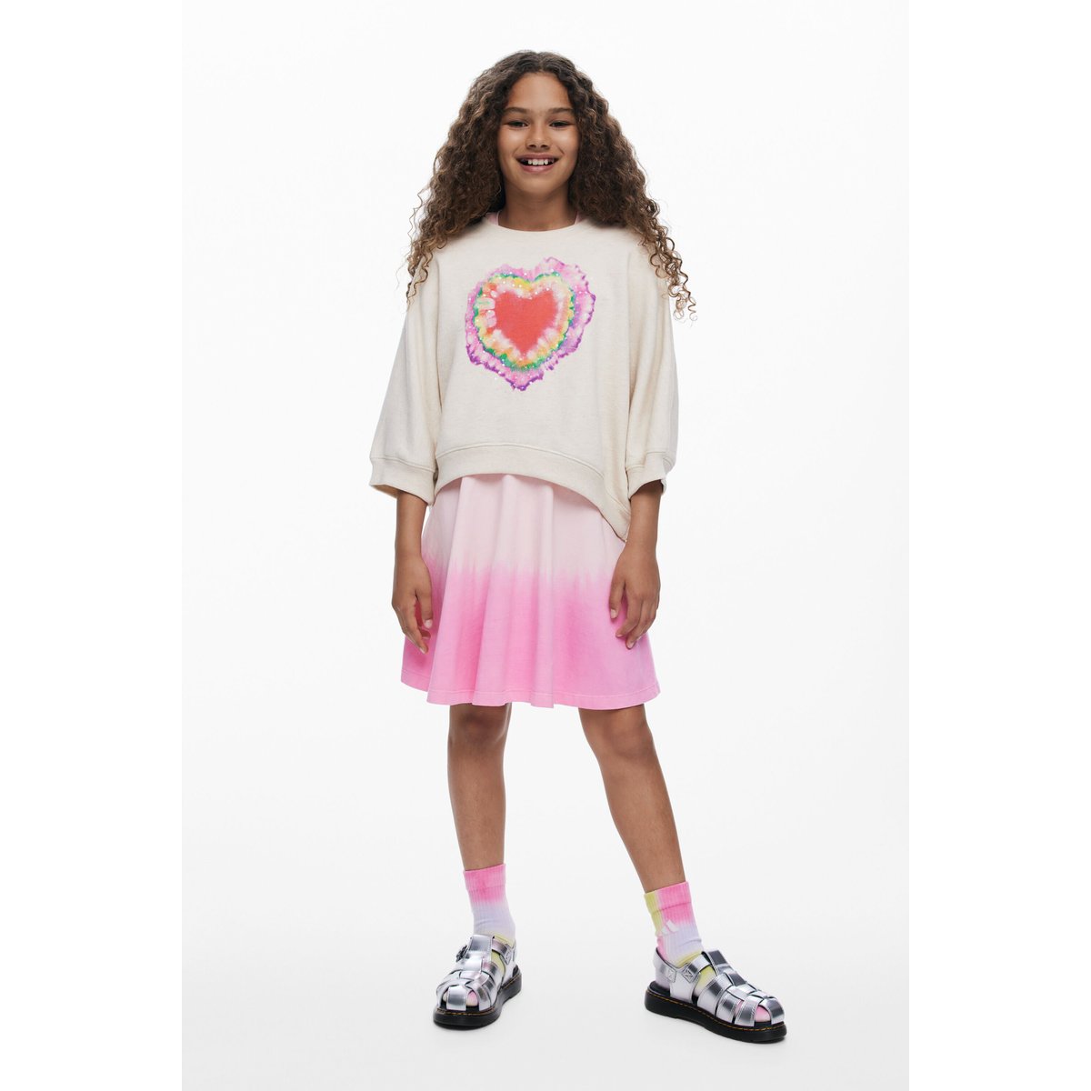 Robe 2 en 1 cœur beige, DESIGUAL