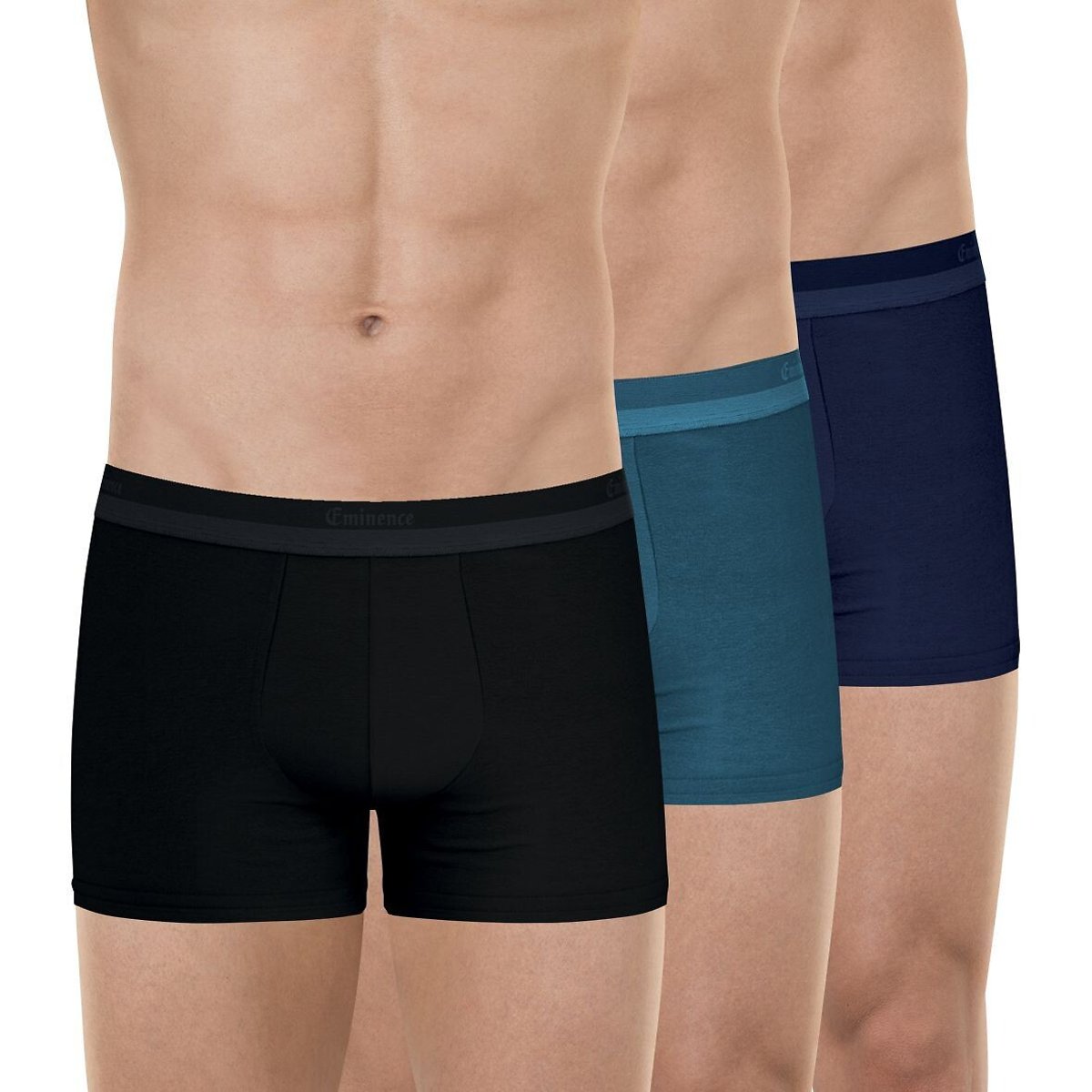 Lot de 3 boxers homme Studio Eminence bleu + bleu marine + noir, EMINENCE