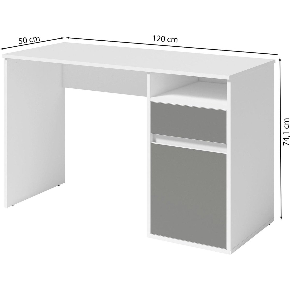 Bureau BILLA en bois avec tiroir et rangement blanc, RECOLLECTION