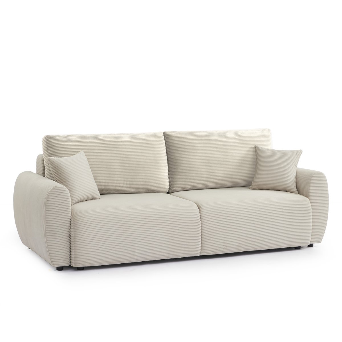 Canapé droit convertible velours DANILO beige, BAÏTA