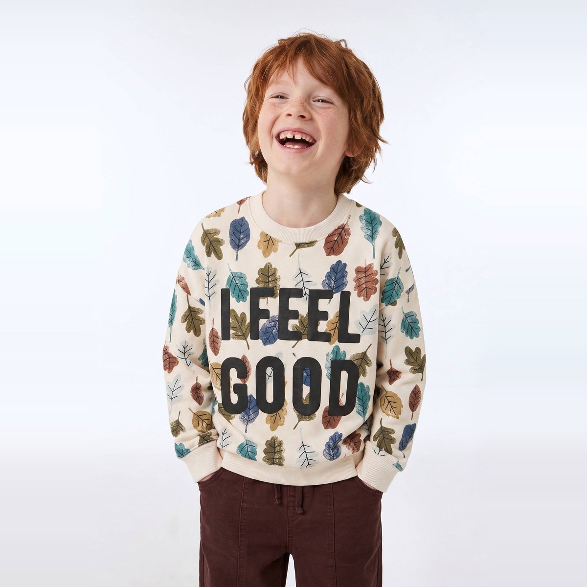 Sweat imprimé dans le dos en coton BIO naturel, MONOPRIX
