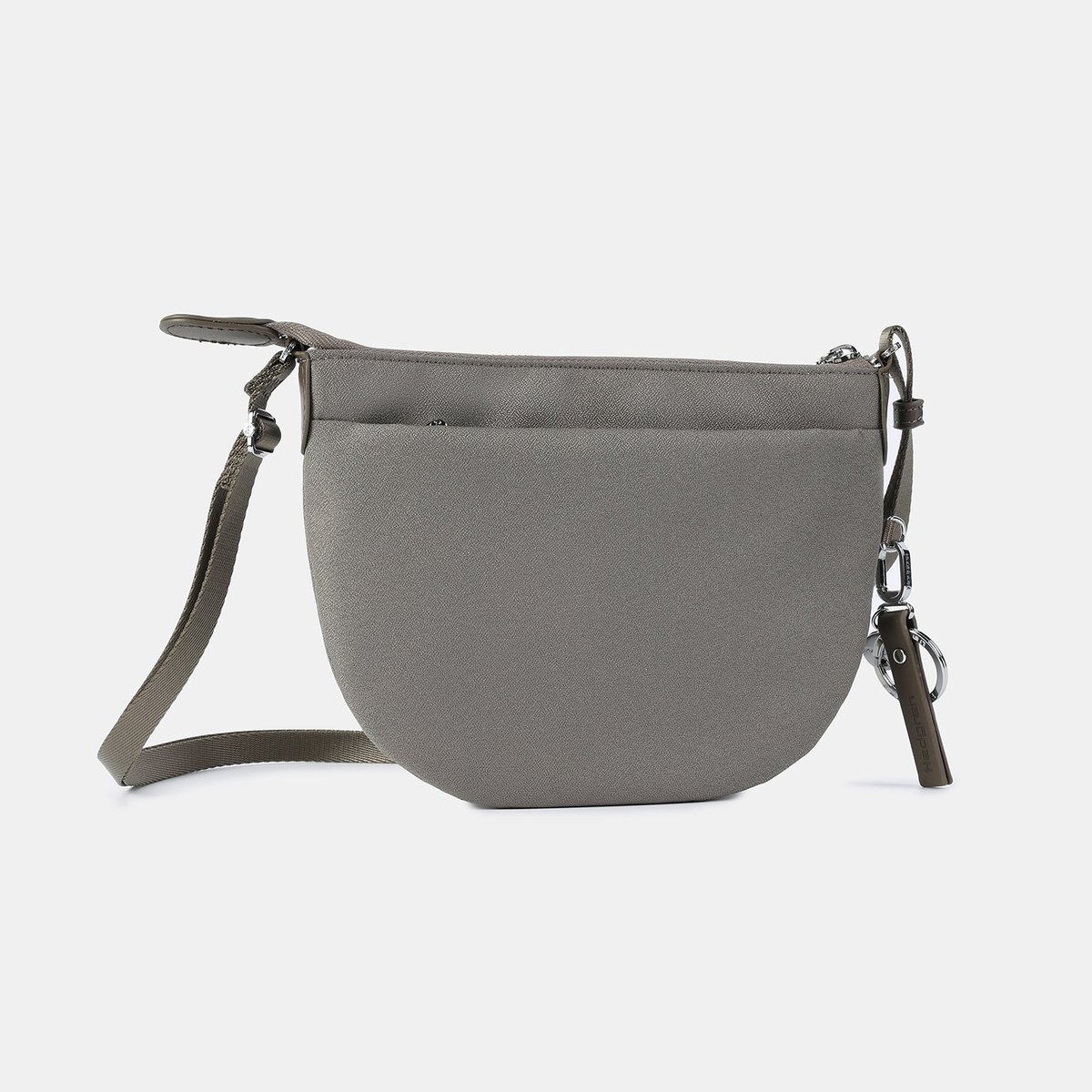 Sac bandoulière demi-lune compact sécurisé vintage taupe, HEDGREN