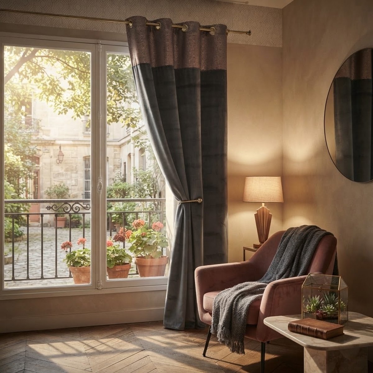 Rideau a oeillets velours Duchesse anthracite, EDEN