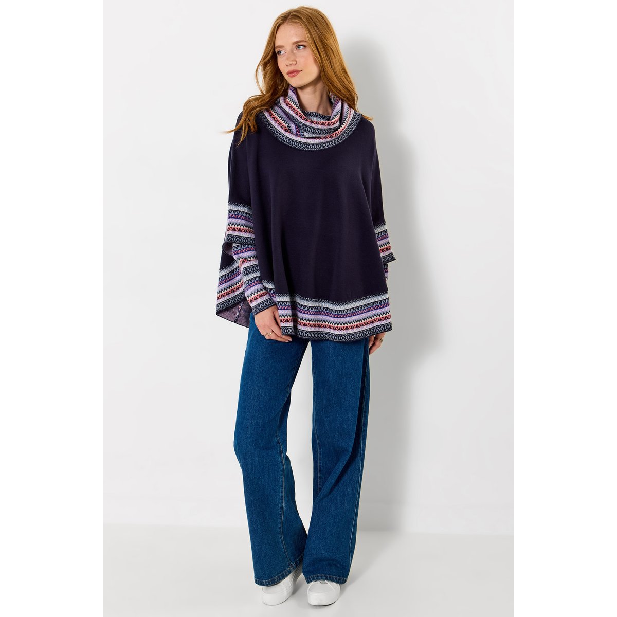 Poncho à Manches en Maille Bobo d'Hiver bleu, JOE BROWNS