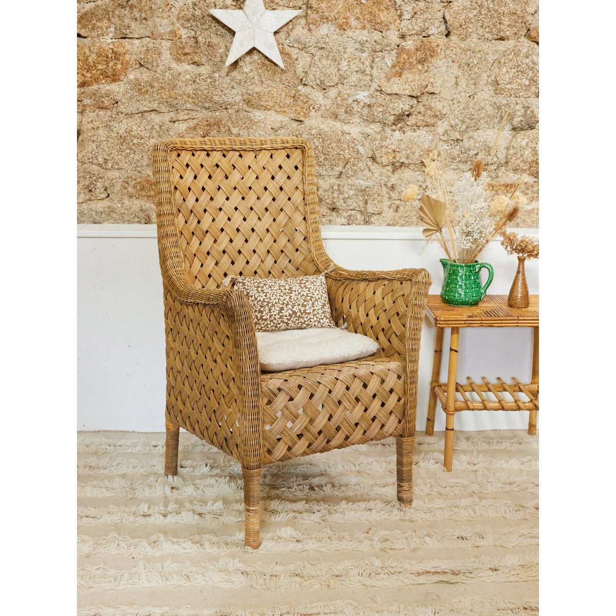 Fauteuil en osier Ernest N°1033 - Bon état bois clair, DEBONGOUT