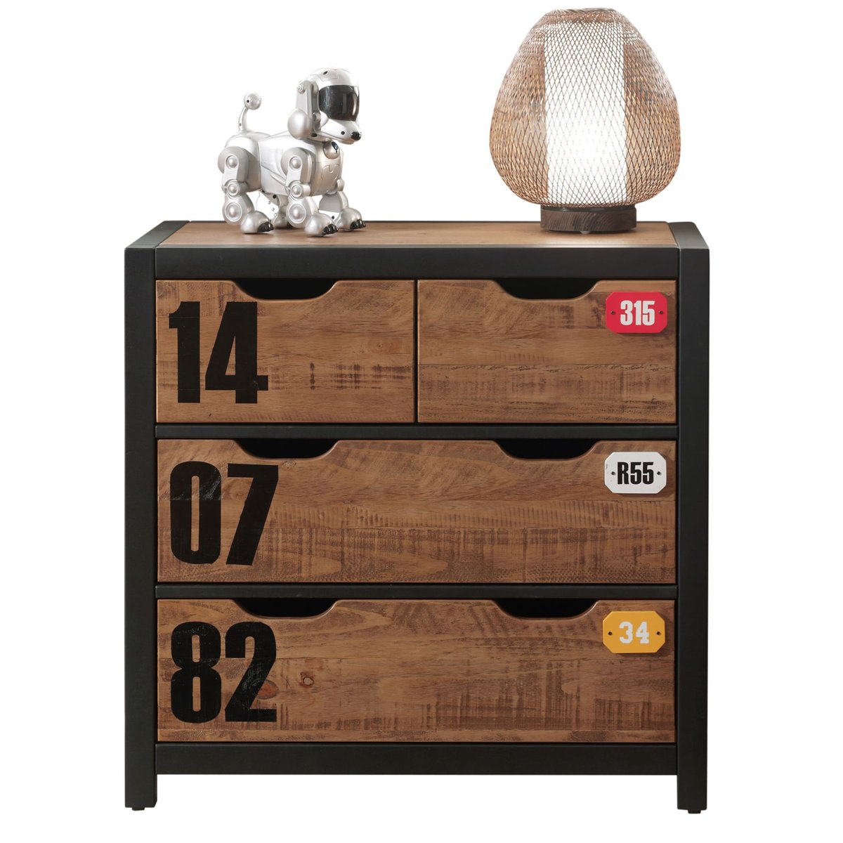 Commode 4 tiroirs bois naturel, TERRE DE NUIT