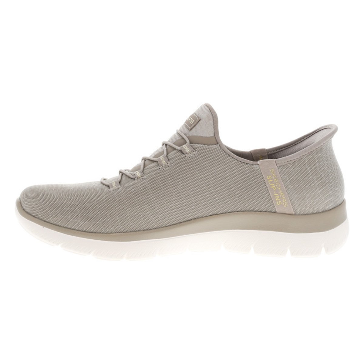 Baskets running noires à semelle plate et avec une fermeture slip-on taupe, SKECHERS