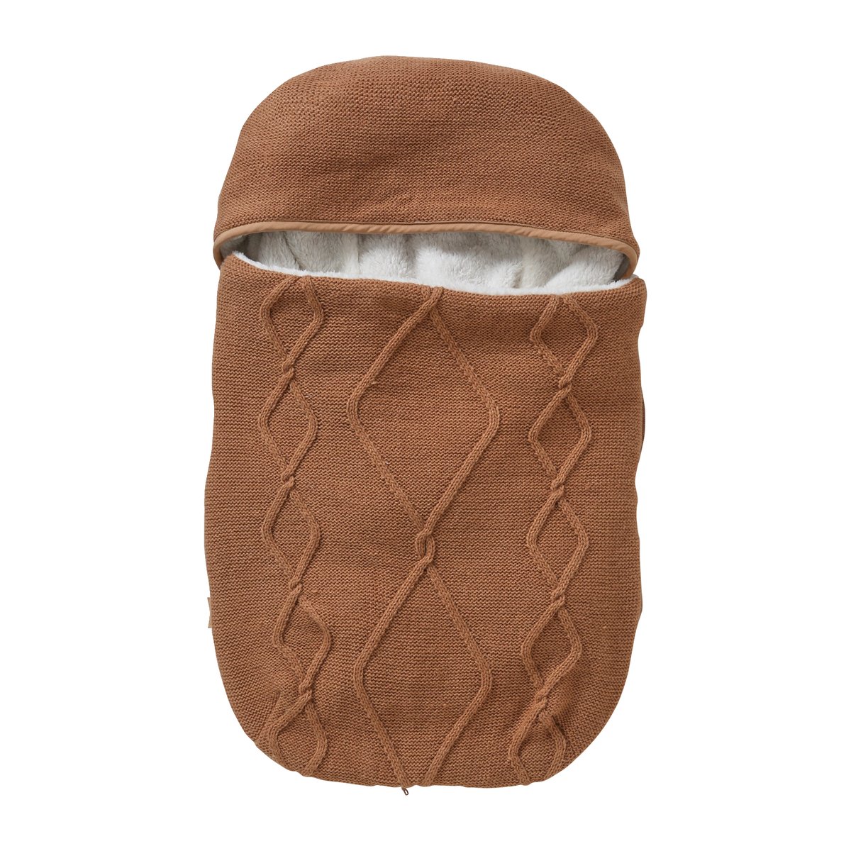 Chancelière tricot doublée polaire pour siège-auto coque noisette, VERTBAUDET