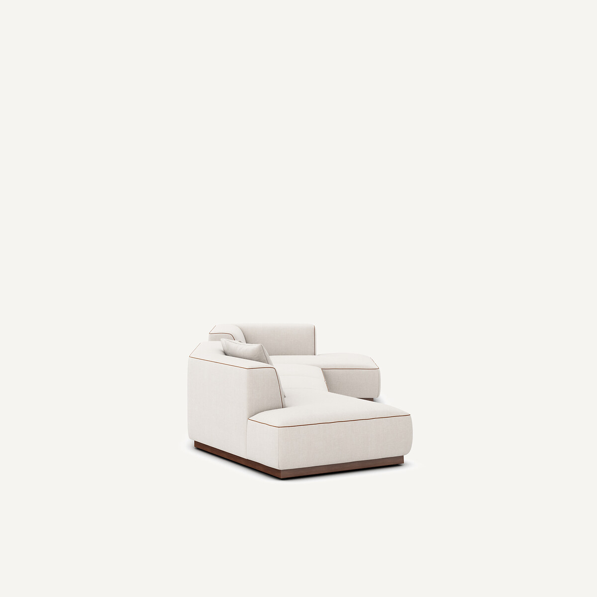 Canapé d'angle droit ouvert, avec repose-pieds, en coton et lin, JACOPO beige, AM.PM