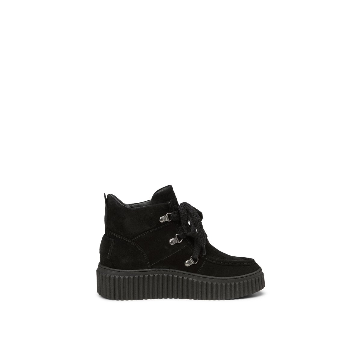 Bottes à lacets modèle Bianca avec semelle compensée rainurée marquante noir, MARC O'POLO