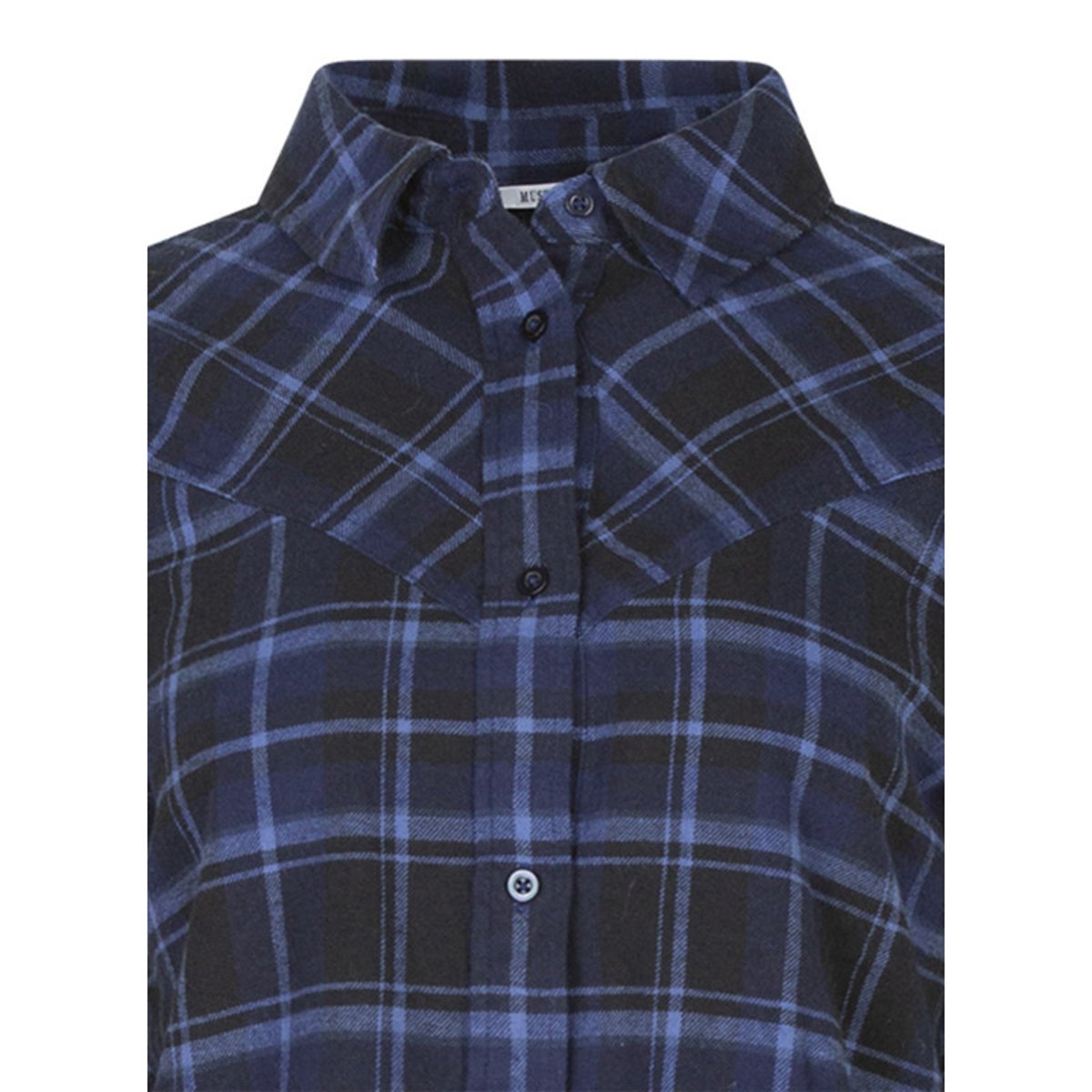 Chemisier blouse en coton marine à carreaux avec une coupe ajustée marine, MUSTANG