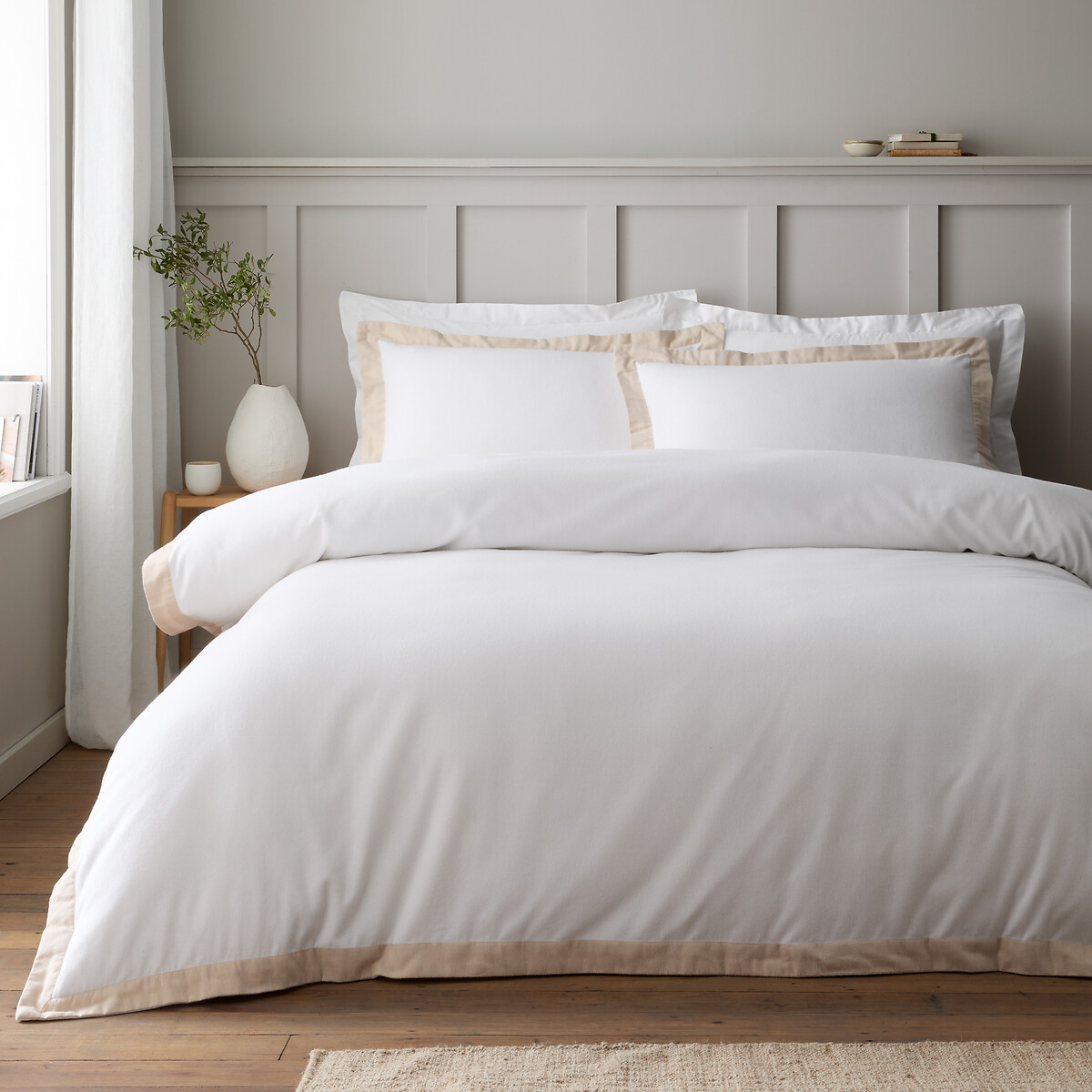 Brushed Tailored Cotton Duvet Cover Set white, BIANCA FINE LINENS