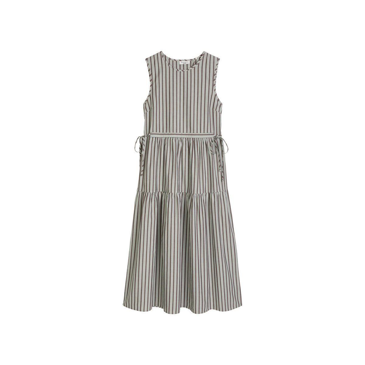 Robe à étages regular en popeline papertouch rayée marron foncé, MARC O’POLO DENIM