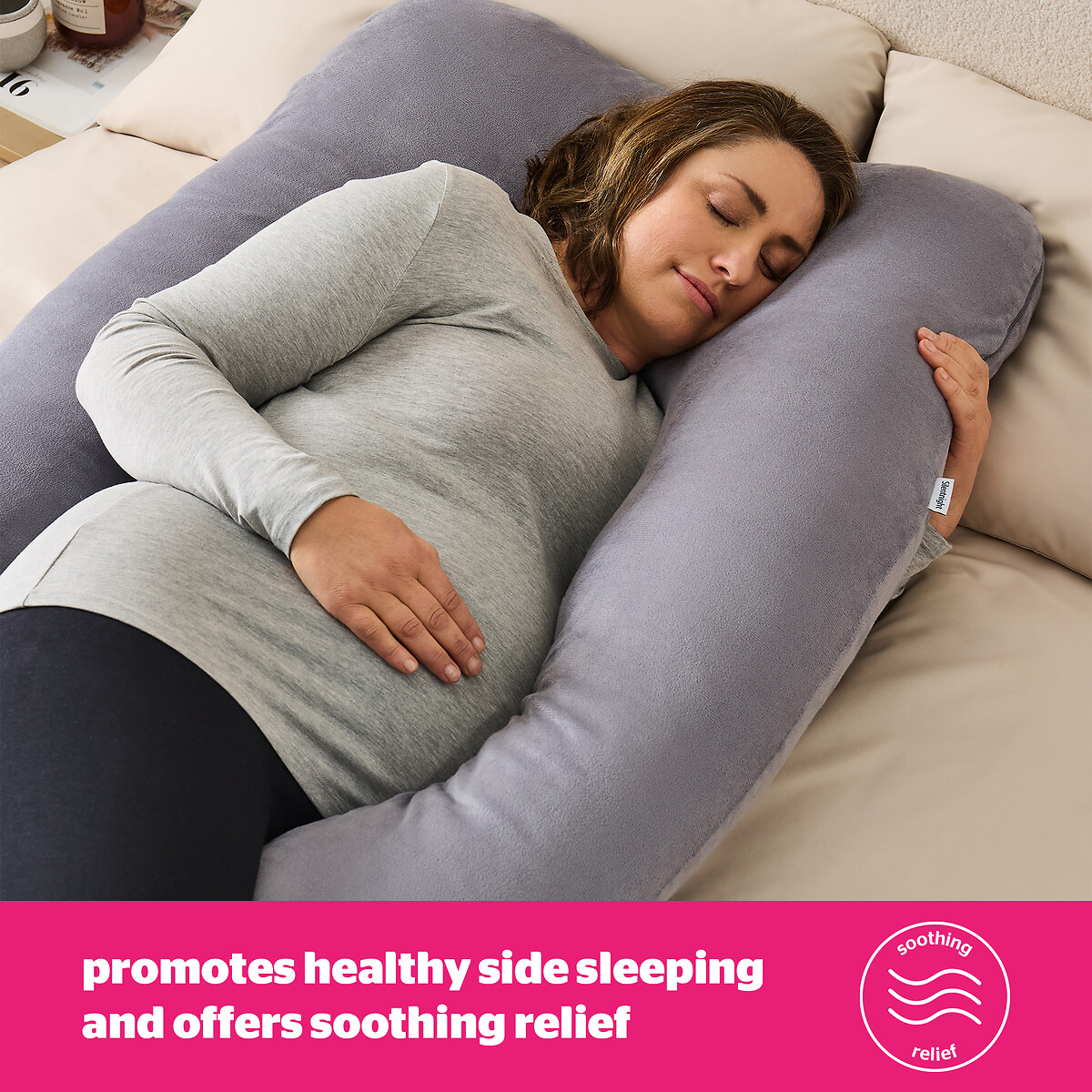 U Shaped Pregnancy Body Pillow grey, SILENTNIGHT
