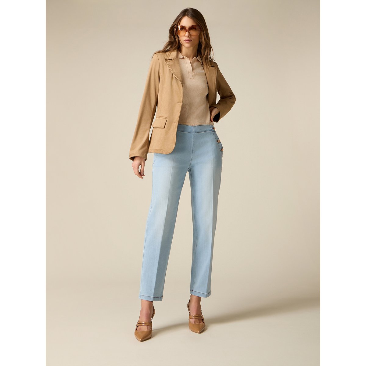 Jean avec boutons décoratifs light - blue, OLTRE