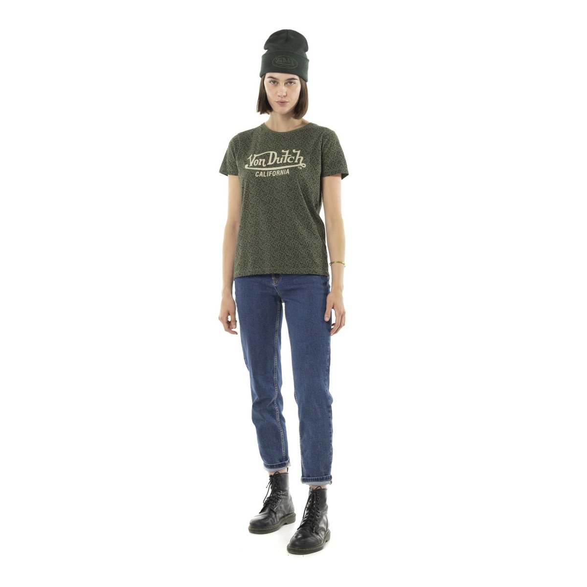 Tee shirt en coton LEOPARD kaki/noir/beige, VON DUTCH