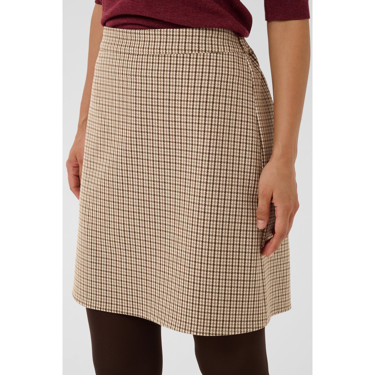 Jupe - tissage léger beige a carreaux nomad, CULTURE