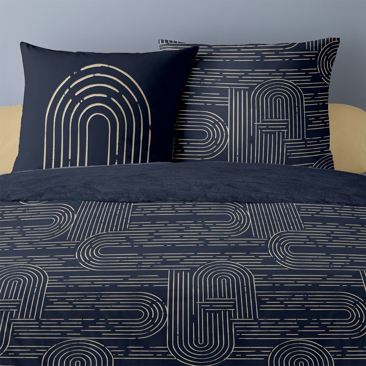 Housse de couette 240x220 Remi + 2 taies bleu, DECORATIE
